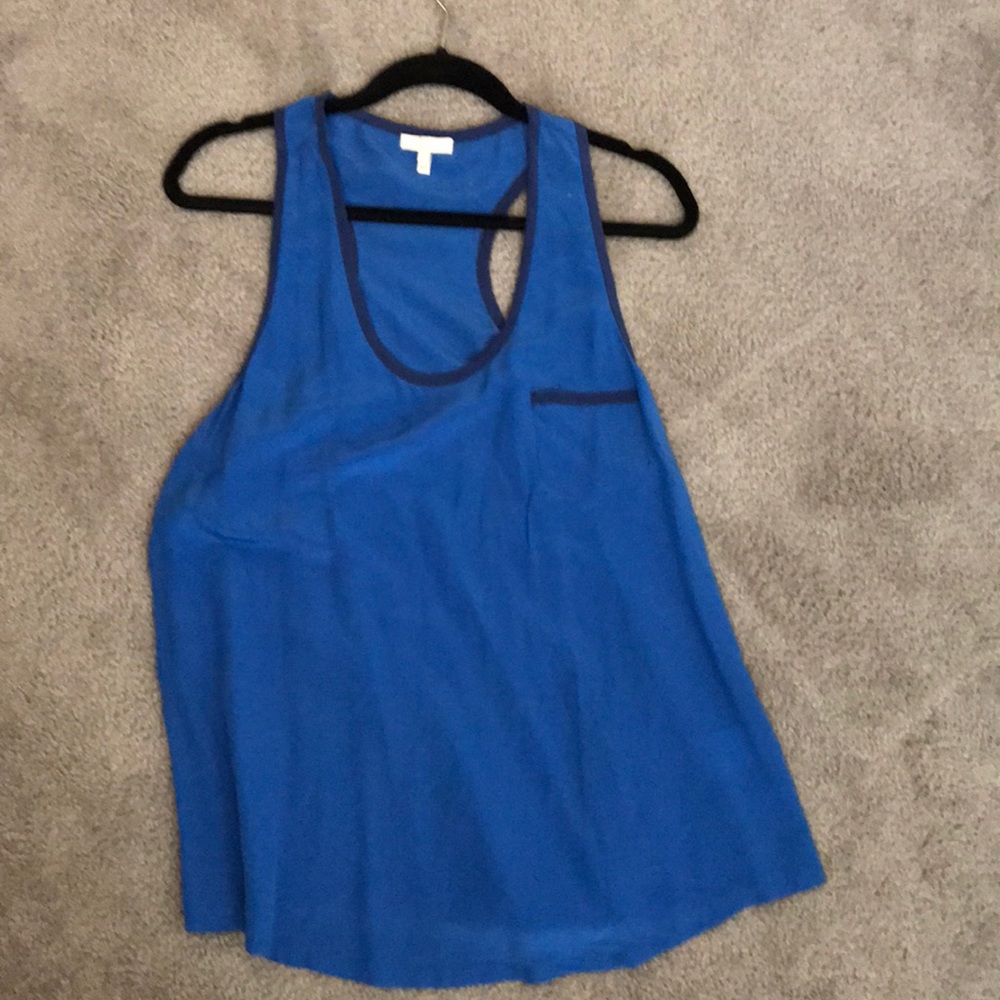 Joke blue silk racer back tank top